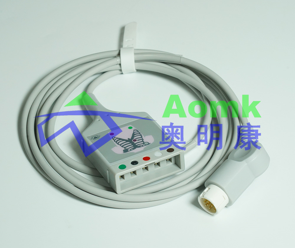 心电导联线电缆（飞利浦12针分体五导心电电缆线美标）