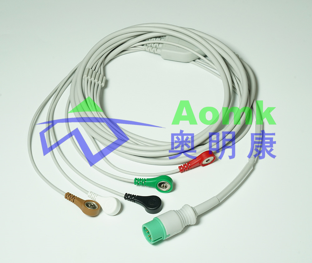 心电导联线3.5M(科曼12针一体五导联线-按扣美标）AE069I5SI