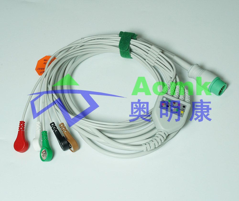 心电导联线3.5M（宝莱特12针小头一体五导按扣美标）AE042I5SI