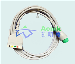 大图-迈瑞T5-直头12PIN欧式五导心电电缆01